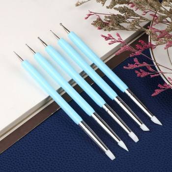 Silicone Pen Manicure Carving Embossing Pen Double-Ended Dot Flower Needle Dot Drill Pen Set Soft Clay Mud Modification Carving Glue Pen