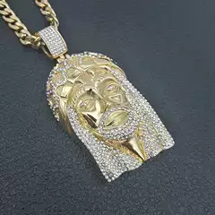European and American Cross-Border Hip-Hop Hiphop Jewelry Titanium Steel Gold-Plated Diamond Pendant Necklace
