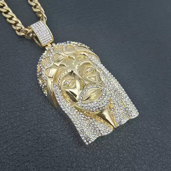 European and American Cross-Border Hip-Hop Hiphop Jewelry Titanium Steel Gold-Plated Diamond Pendant Necklace