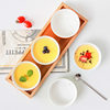 Spot wholesale 3.5 inch ceramic baking bowl candy color Shufflé bowl dessert bowl steamed egg bowl double skin milk pudding bowl