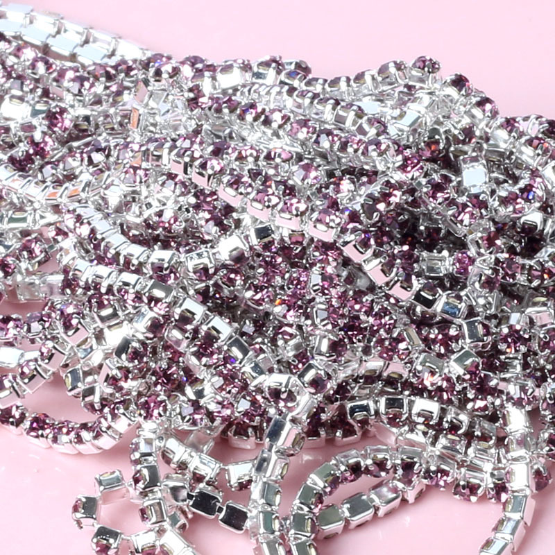 彩色钻链1.5/2/2.5/2.8/3.0/4mm密集型水钻爪链DIY手机壳贴钻材料