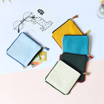 Japanese Style Simple Tassel Edge Pure Color Small Wallet Female Cute Small Fresh Summer Coin Purse Mini 2025 New Style