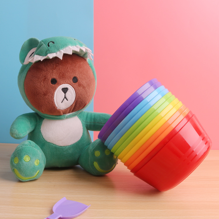 Cross-border rainbow color creative children's new plastic bowl tableware snacks snacks noodles rice bowl portable easy to clean