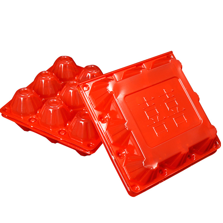 Blister Packaging Box Gift Box Egg Carton 9 Pieces Medium-Sized Plastic Egg Tray Red Baby Full Moon Banquet Package