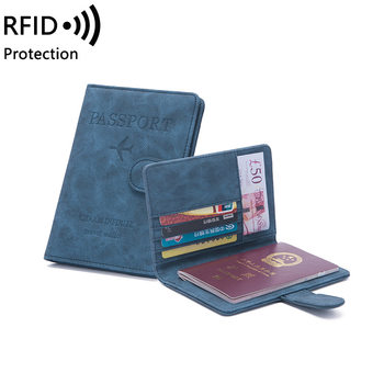 Cross-border 2023 new passport bag overseas travel RFID passport holder Korean simple buckle ultra-thin id bag