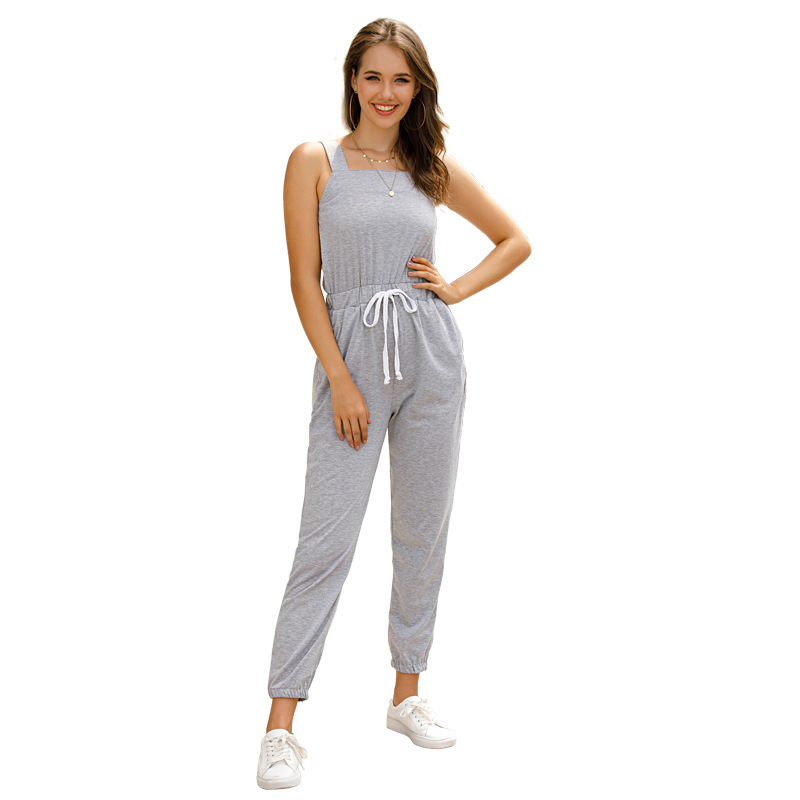 Casual Womens Jumpsuit Solid Color Sleeveless Adjustable Straps Perfect for Summer Outings Wholesale Available