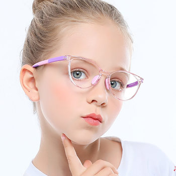 New 2236 Kidsren's Glasses Primary School Students Tr90 Glasses Frame Anti-Blue Light Non-Prescription Eye Protection Flat Glasses Wholesale
