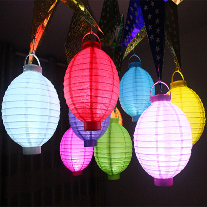 Christmas New Year Lantern Festival Spring Festival Lantern Led Light Battery Lantern Wedding Paper Handheld Lantern 30cm Warm Light Festive