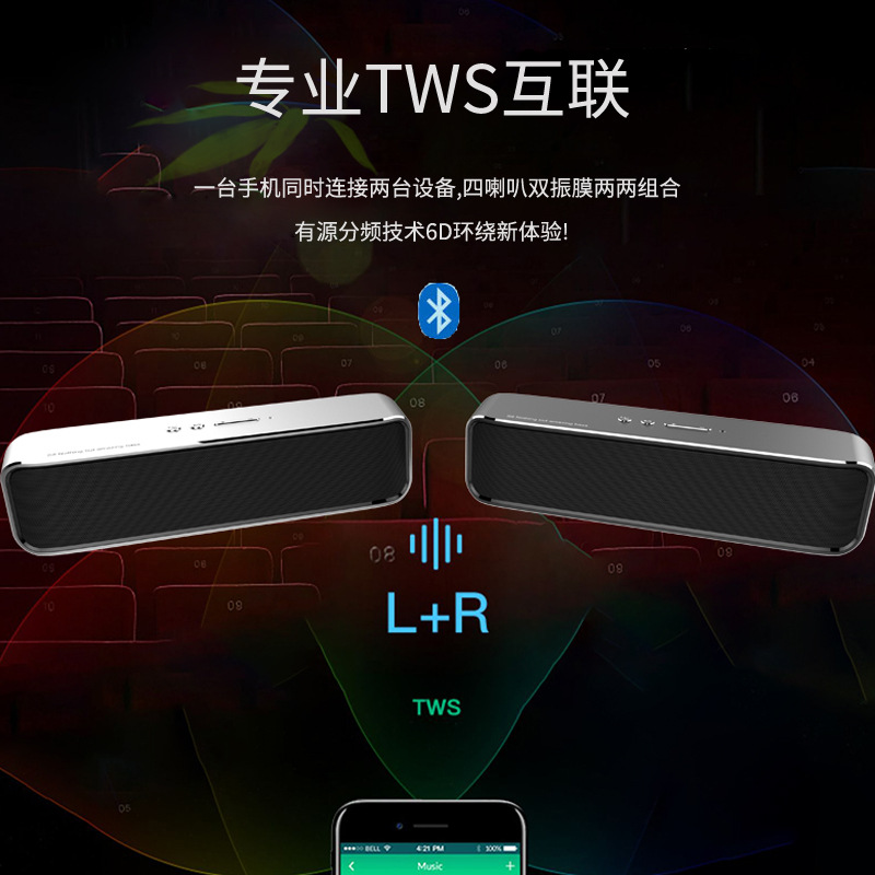 Wholesale cross-border outdoor wireless bluetooth speaker high power portable card echo wall mini bluetooth stereo