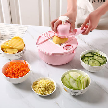 Shake the sound with the same style of potato shredded kitchen dicing vegetable cutting artifact new 9-in -1 round multi-functional vegetable cutter