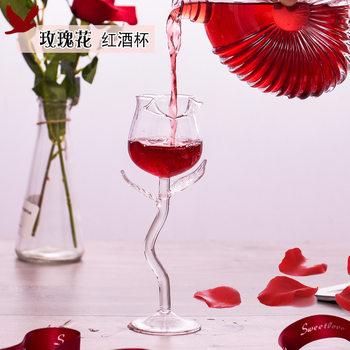 Creative glass rose wine glass High Borosilicate colored glass goblet rose wine glass manufacturers wholesale