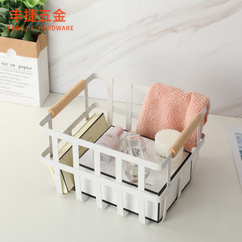 Nordic Iron Storage Basket Bathroom Sundries Storage Basket Instagram Style Desktop Storage Basket White Hollow Storage Basket