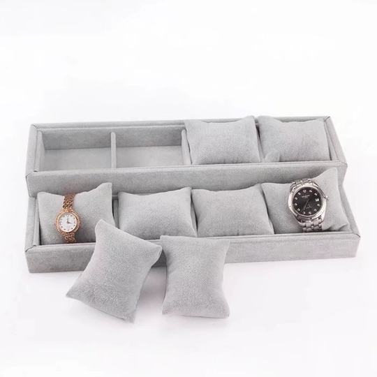 Ice Fleece Watch Display Plate Bracelet Bracelet Storage Box Jewelry Trapezoidal Multi-Layer Pillow Plate Props