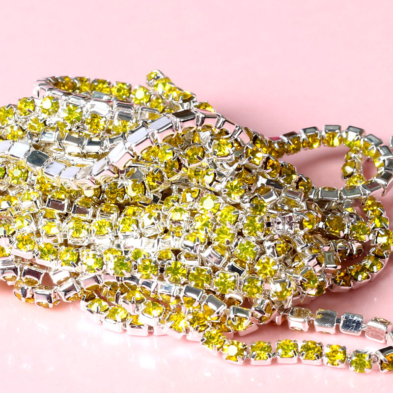 彩色钻链1.5/2/2.5/2.8/3.0/4mm密集型水钻爪链DIY手机壳贴钻材料