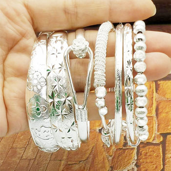 Fair hot stall Miao silver jewelry wholesale alloy silver plated bracelet female manufacturers imitation 925 silver promotional gifts