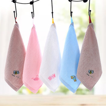 All cotton small square 25*25cm cartoon embroidered baby hook square towel children's face towel factory outlet