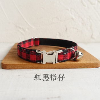 MUTTCO factory direct cat collar red and black plaid can be laser engraved collar foreign trade wholesale UCC-074