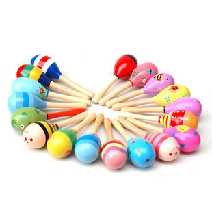 Wooden sand hammer WM114 practice grasping cartoon maracas r...