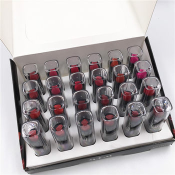 New 24-Pack Mem Black Tube Mixed Lipstick Lip Gloss Lip Gloss Cosmetics Makeup 2 Yuan Store Street Stall Night Market Supply