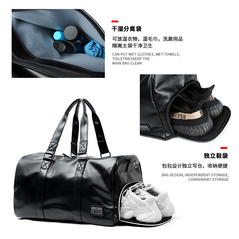 Men's Travel Bag Handbag Waterproof Sports Bag Cylinder Training Gym Bag Large Capacity Luggage Shoulder Bag in stock