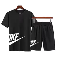 Sports Suit Men's Summer Casual Suit Gym Running Suit Loose Round Neck Group Printed Quick-drying T-shirt