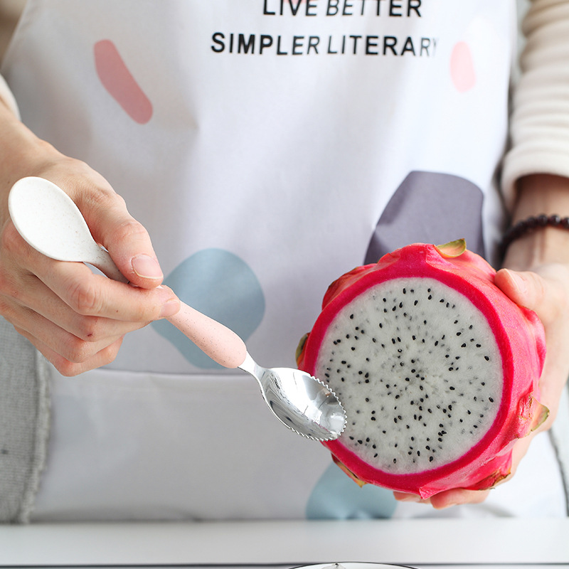 Korean Japanese-style baby 304 stainless steel multi-functional double-headed dual-use feeding apple fruit scraping spoon