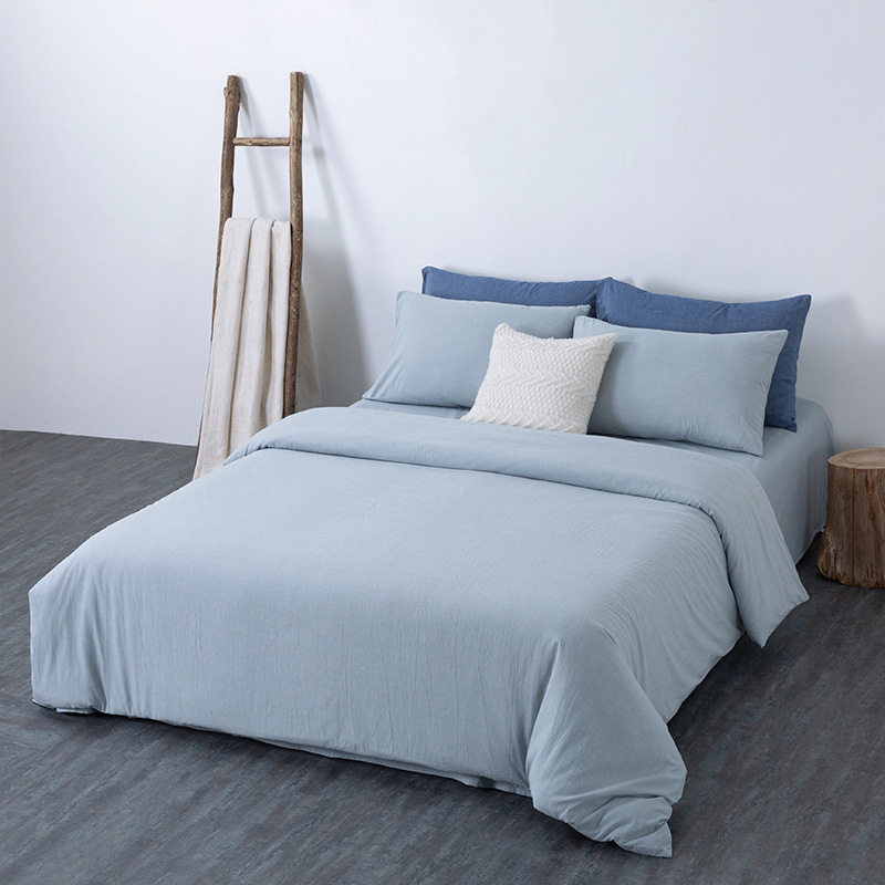 Cotton Washed Cotton Four-piece Set Cotton Quilt Cover Bed Sheet Bed Cover Japanese-style Hotel and Homestay Bedding Nantong Home Textile