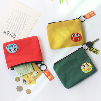 Japanese Canvas Lucky Wallet Women's Short Korean Style Cute Student Coin Purse Girly Heart Small Fresh Small Bag Manufacturer