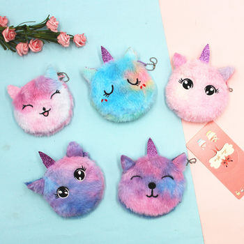 Cross-Border New Unicorn Cartoon Coin Purse Children's Cat Plush Cute Coin Purse Key Pendant Bag Card