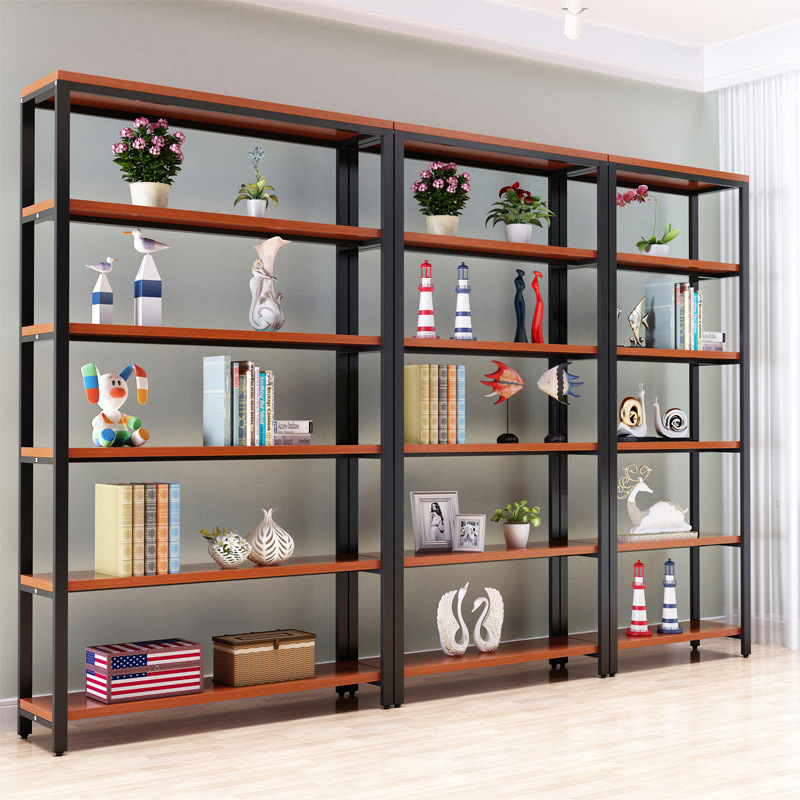 铁艺展示架多层隔板落地产品陈列置物架批发客厅简易书架钢木货架