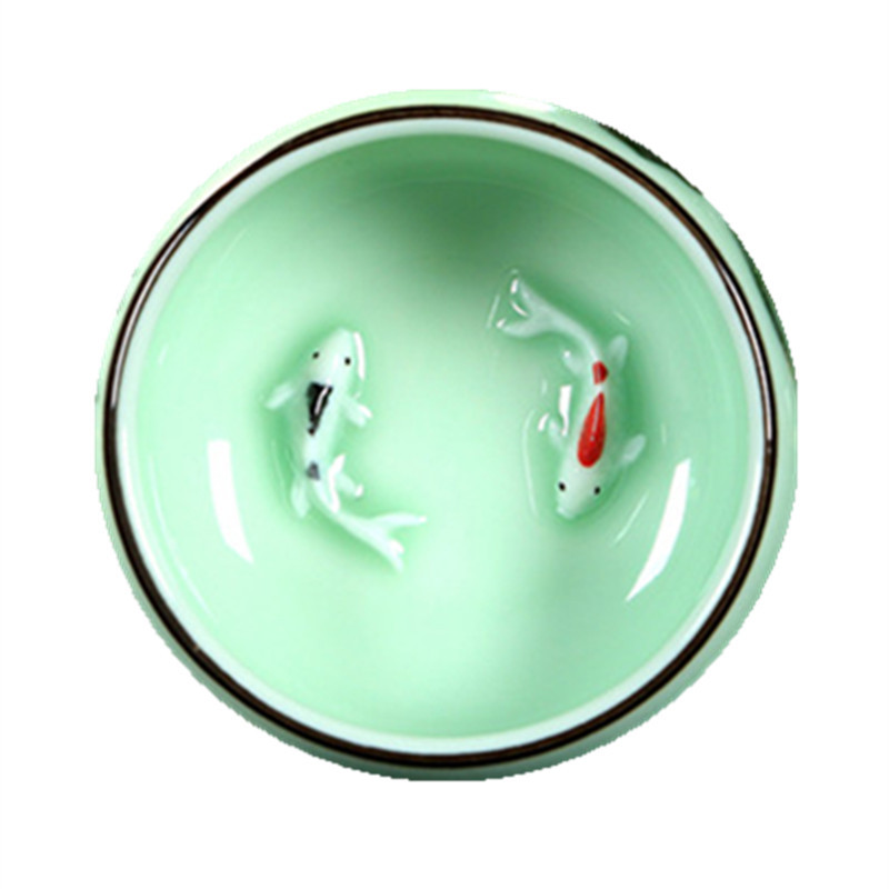 Celadon Household Ceramic Kung Fu Tea Set Tea Cup Carp Single Cup Master Fish Cup Logo Gift Wholesale Tea Cup Chinoiserie