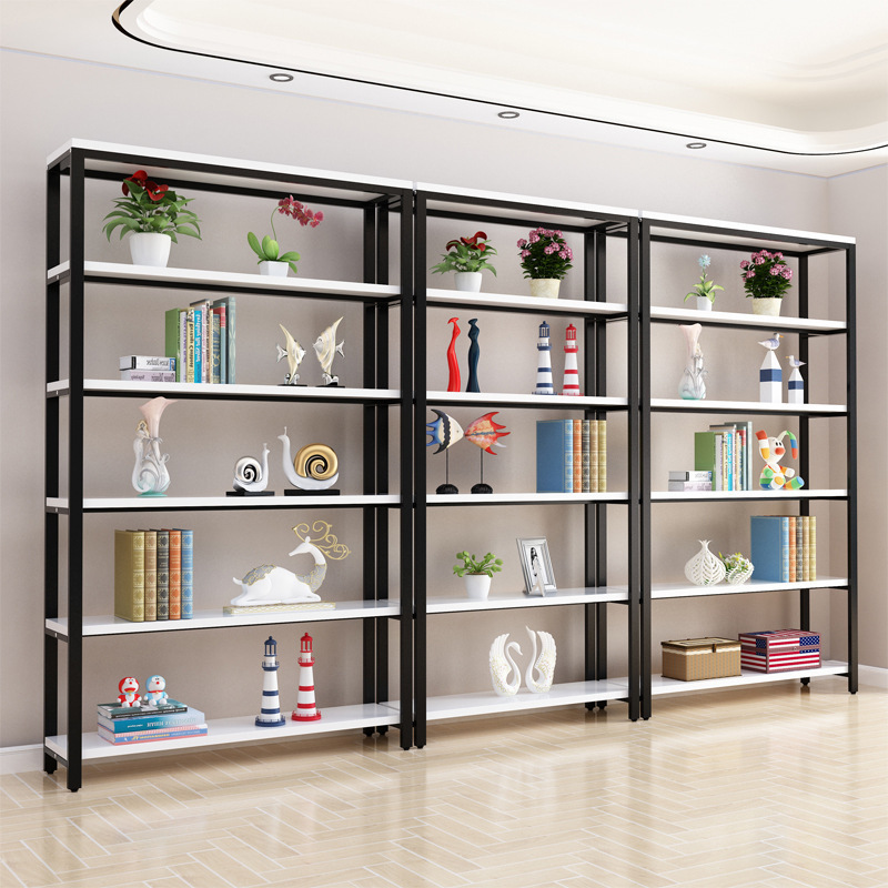 铁艺展示架多层隔板落地产品陈列置物架批发客厅简易书架钢木货架