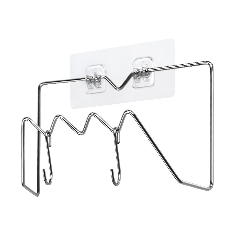 Stainless Steel Wall-mounted Hook Pot Lid Rack Non-perforated Multi-functional Kitchen Pot Lid Storage Hanger Chopping Board Rack