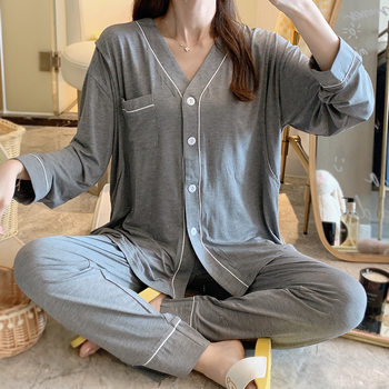 Spot June 222 clothing pure 69 months pregnant women modal pajamas summer thin postpartum nursing pregnant lactation