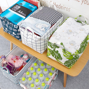 Long-Square Sundries storage basket cotton and linen fabric books clothing snacks finishing Folding home dormitory storage box