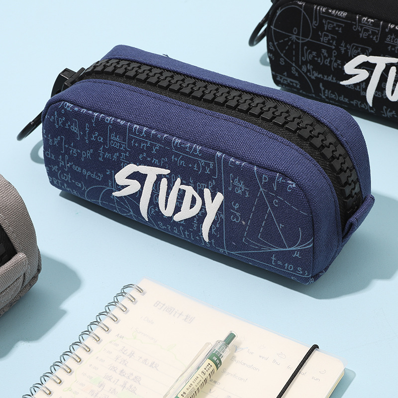 Tome Student Master Large Zipper Pencil Bag Simple Creative Large Capacity Canvas Pencil Bag Boys Supplies Pencil Case