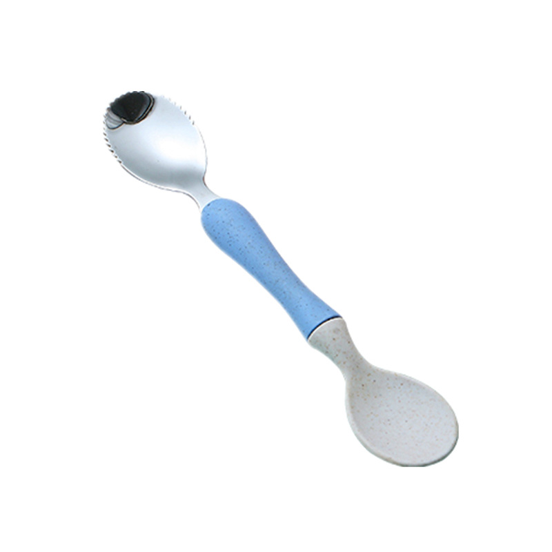 Korean Japanese-style baby 304 stainless steel multi-functional double-headed dual-use feeding apple fruit scraping spoon