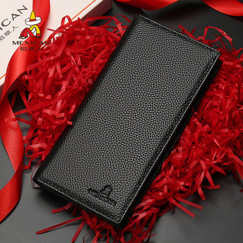 Scarecrow Long Wallet Men's Business Genuine Leather Large Capacity Ticket Holder Multi-Card Holder Thin Casual Wallet Wallet for Youth