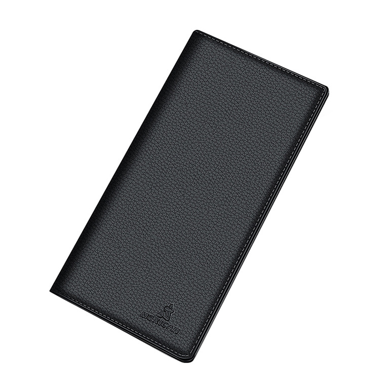 Scarecrow Long Wallet Men's Business Genuine Leather Large Capacity Ticket Holder Multi-Card Holder Thin Casual Wallet Wallet for Youth