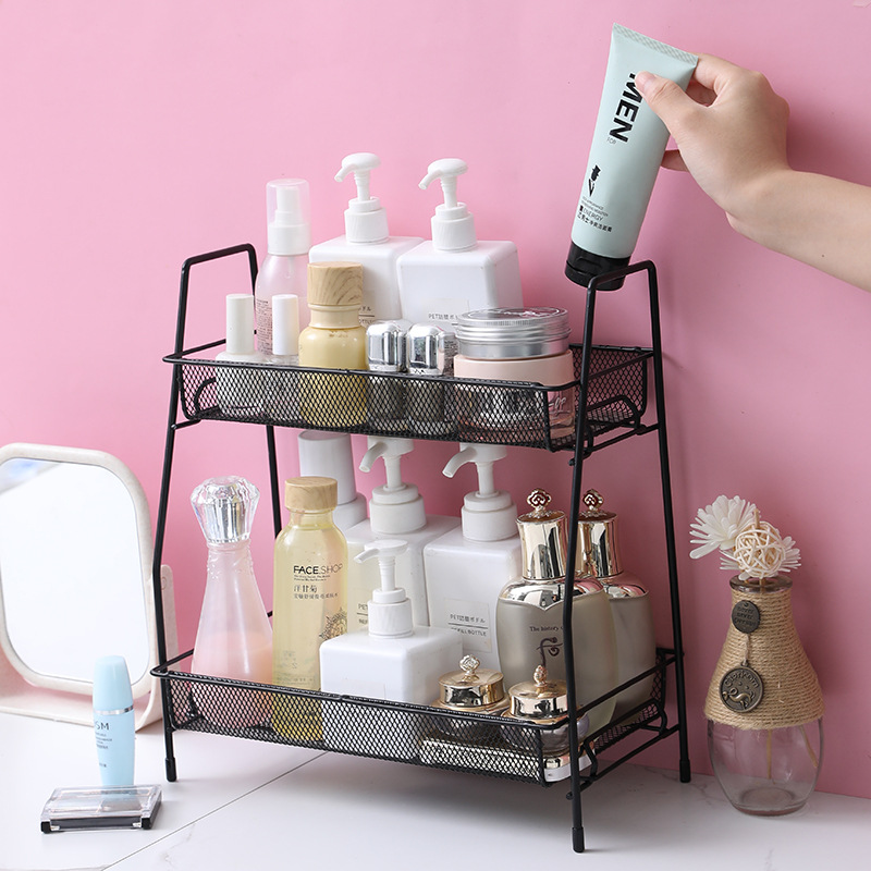 Multifunctional Double-Layer Organizing and Storage Rack Nordic Ins Iron Desk Desktop Cosmetics Storage Rack