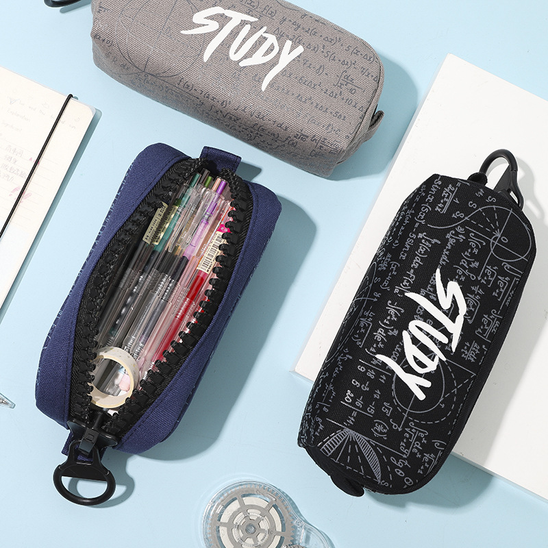 Tome Student Master Large Zipper Pencil Bag Simple Creative Large Capacity Canvas Pencil Bag Boys Supplies Pencil Case