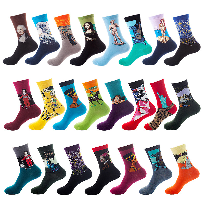 Oil painting foreign trade socks spring and summer European...