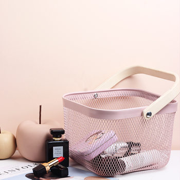 Factory Direct Nordic Iron Resato Storage Basket Wire Mesh Storage Basket Portable Hollow Picnic Storage Cross-border