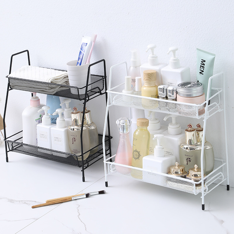 Multifunctional Double-Layer Organizing and Storage Rack Nordic Ins Iron Desk Desktop Cosmetics Storage Rack