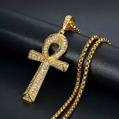 Egyptian Anhe Key pendant European and American hip hop men's and women's stainless steel casting necklace Egyptian Ankh Key