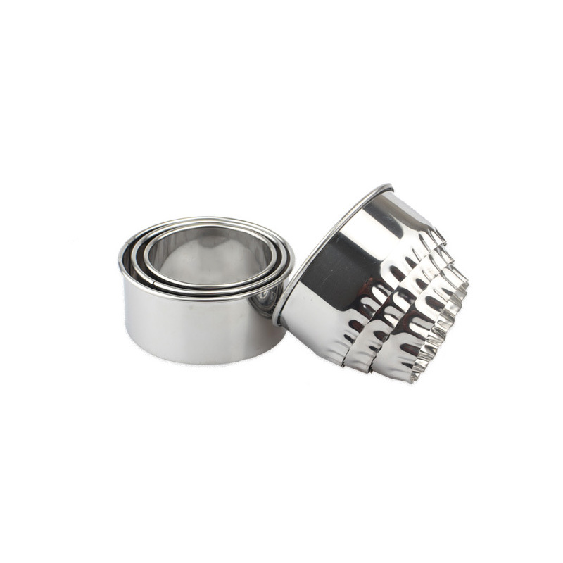 Stainless Steel Dumpling Skin Mold Three-piece Dumpling Skin Cutting Tool Round Flower Biscuit Mold Dumpling Skin Press Tool