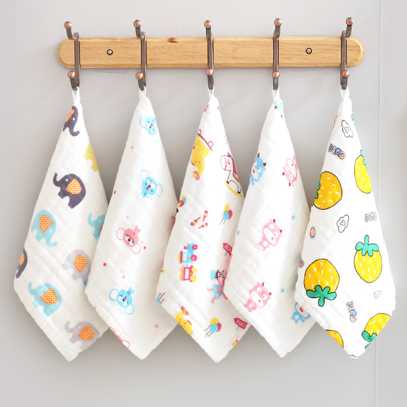Single-Pack Baby Washcloth Gauze Gift Towel Cotton Face Towel Infant Children's Square Towel Small Handkerchief Tinkerbell
