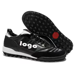 Football Shoes broken nails leather classic Black/White Football Shoes
