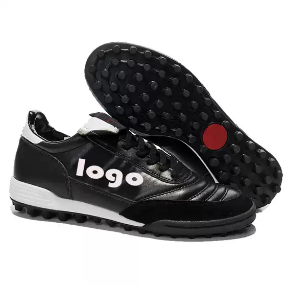 Football Shoes broken nails leather classic Black/White Football Shoes