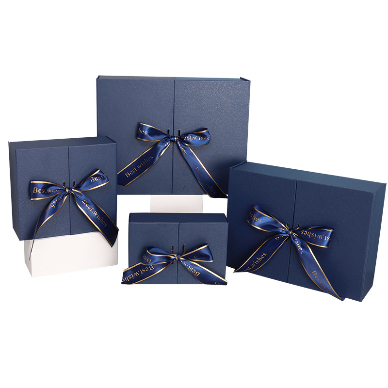 Blue Gift Box High-end Gift Box Large Birthday Split Gift Box Cosmetic Double Door Gift Box